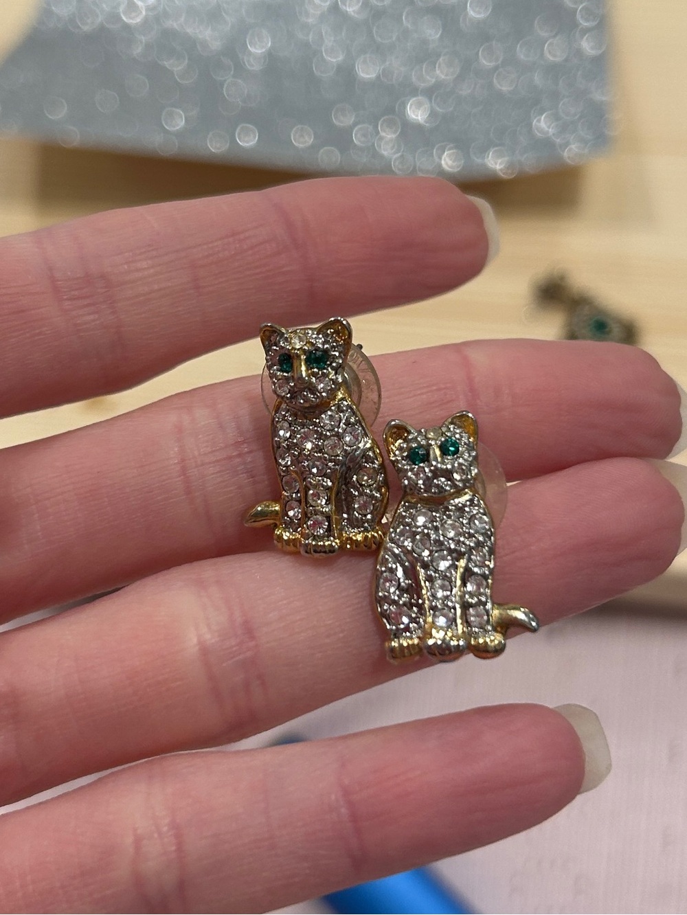 Studded diamond Avon Cat earrings